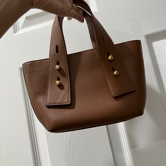 Frame Brown Leather Tote with Gold Accents - Picture 3 of 4